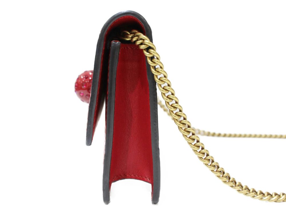 Gucci Shoulder Cherry Leather Red Bag Chain